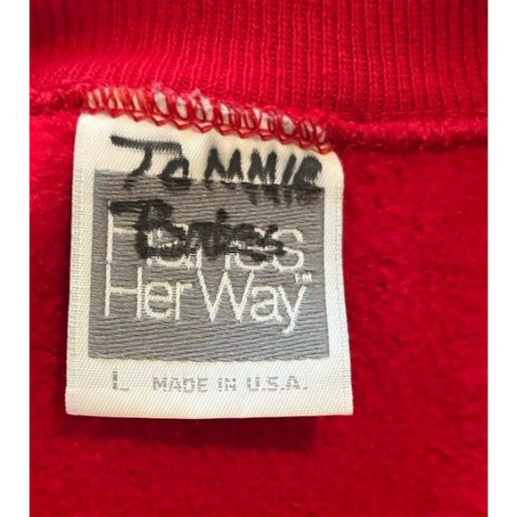 Hanes Her Way Christmas Sweatshirt Pullover Red Vintage Holiday Festive Shirt - Picture 11 of 12